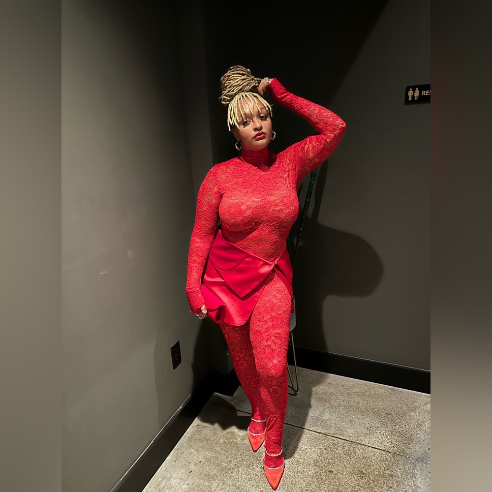 Ellae Lisque catsuit and skirt set